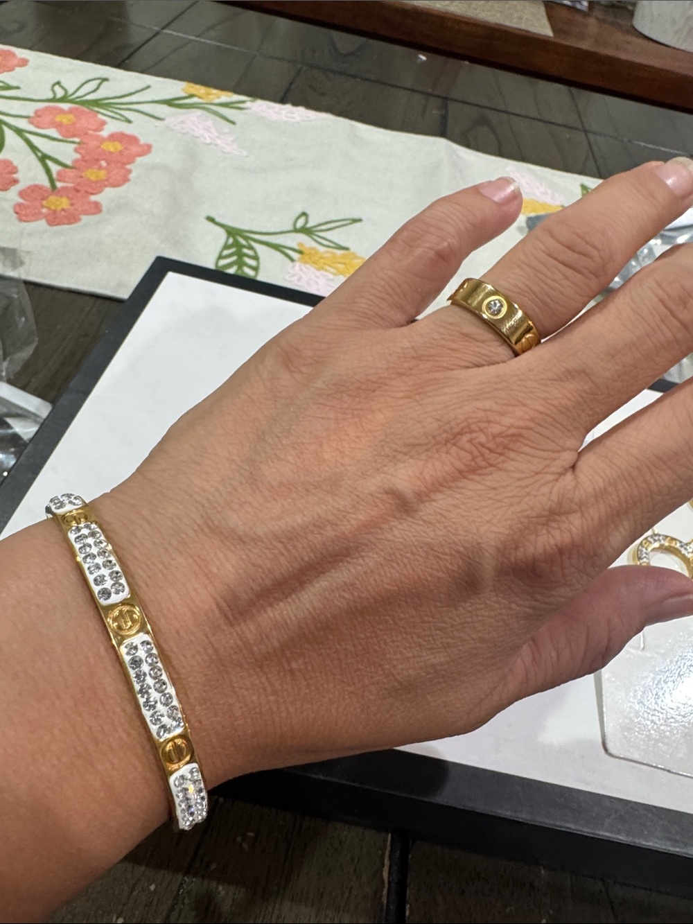 Cartier Gold and Clear Crystal Bracelet - Women's Luxury Jewelry